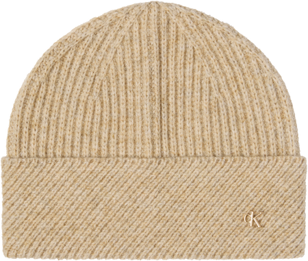 قبعة كالفين كلاين Metal Wool Slanted Rib Beanie