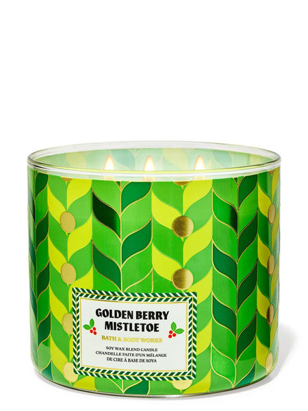 נר ריחני Bath & Body Works Golden Berry Mistletoe 3-Wick