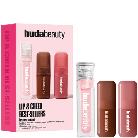 שפתון נוזלי Huda Beauty Lip & Cheek Bronze Nudes Best Sellers Kit