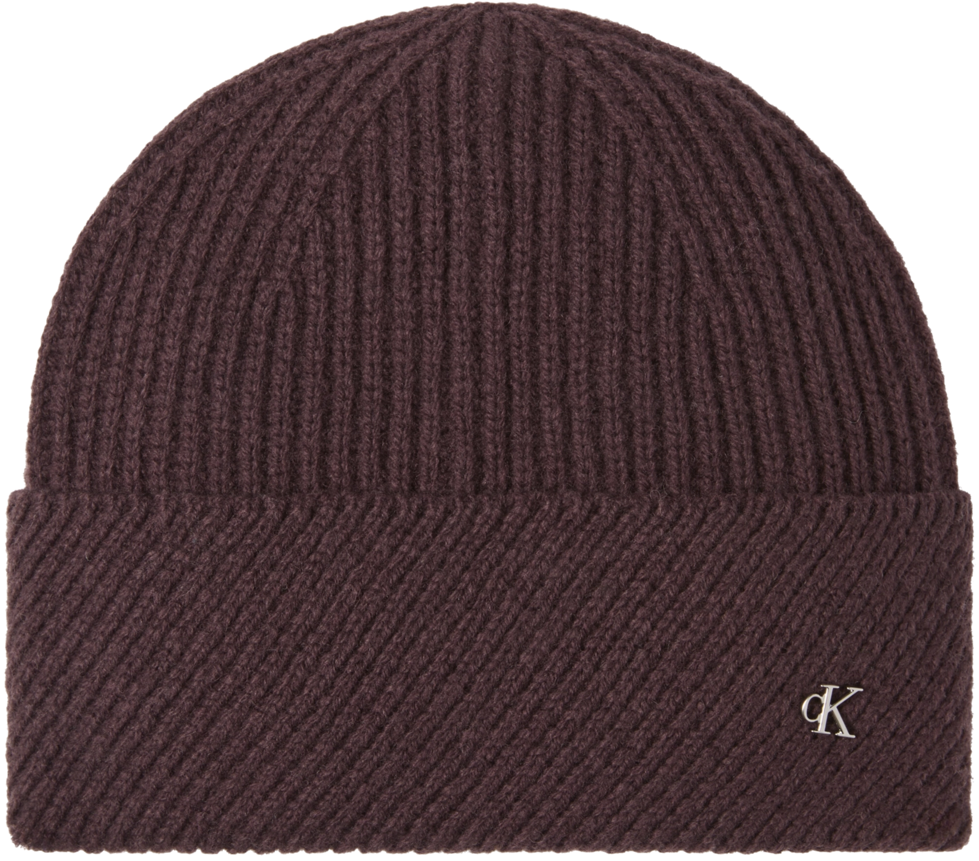 Calvin Klein Metal Wool Slanted Rib Beanie Hat