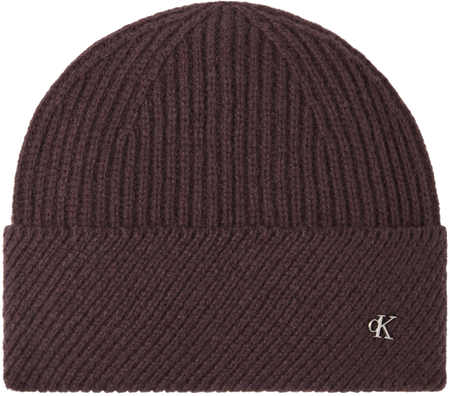 قبعة كالفين كلاين Metal Wool Slanted Rib Beanie
