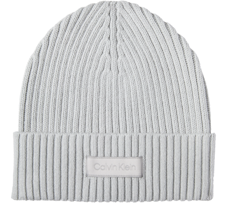 כובע קלווין קליין Patch Chunky Rib Cotton Beanie