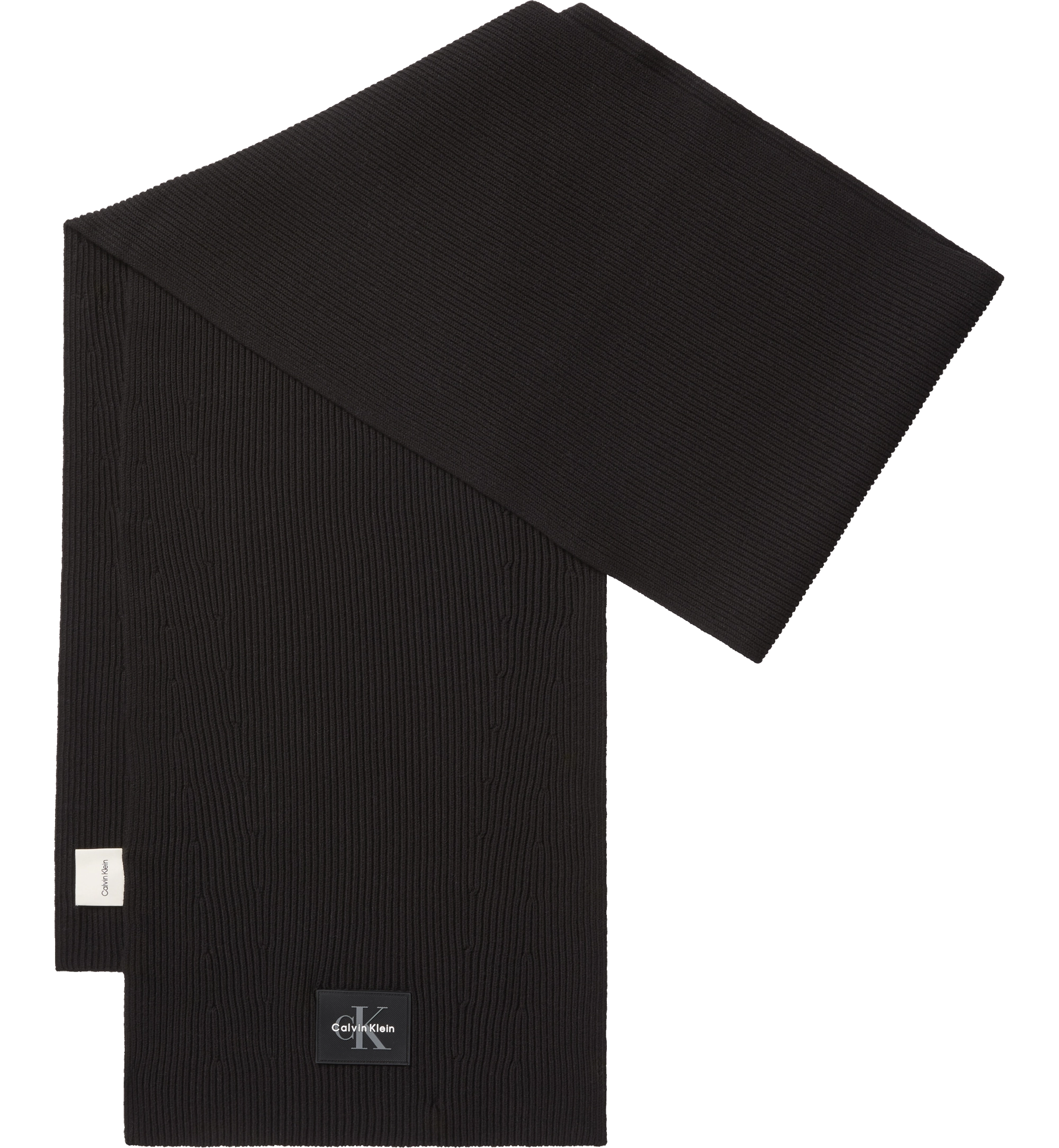 Calvin Klein Monologo Patch Rib Knit Scarf