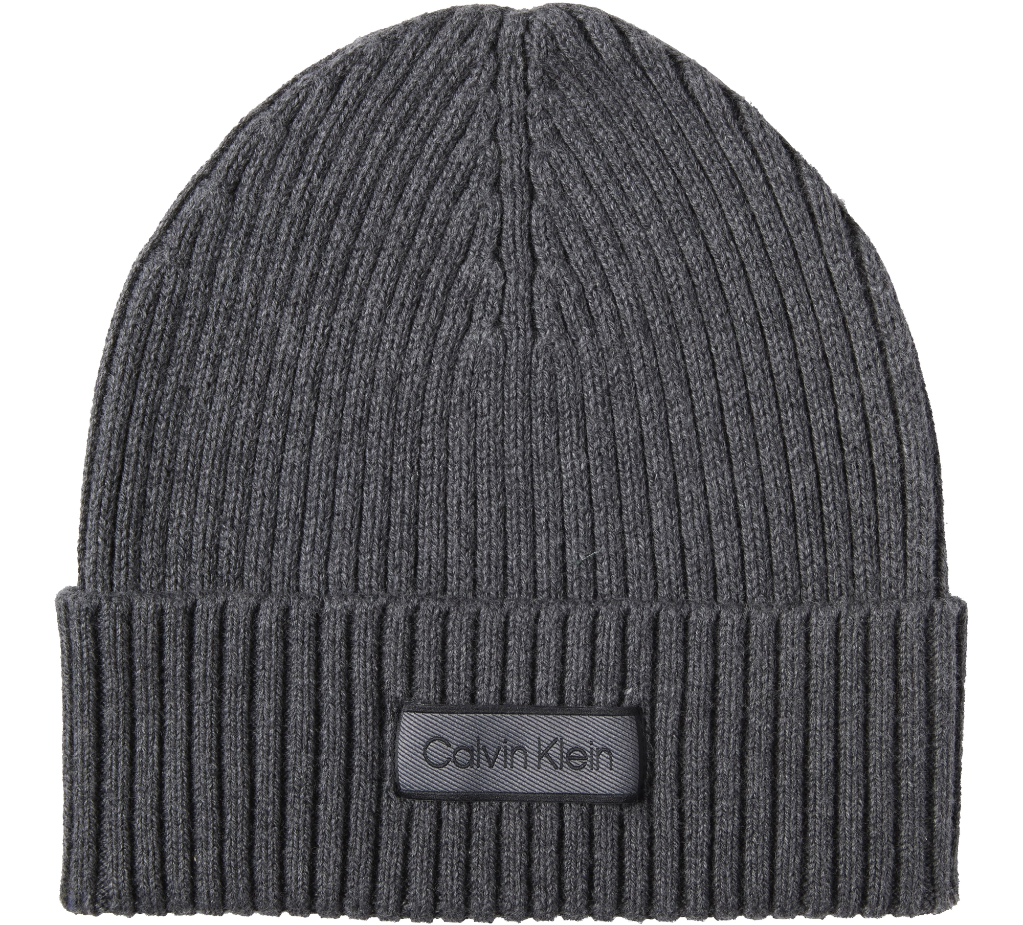 Calvin Klein Patch Chunky Rib Cotton Beanie Hat