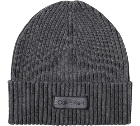 כובע קלווין קליין Patch Chunky Rib Cotton Beanie
