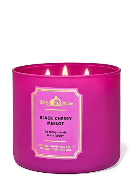 נר ריחני White Barn Black Cherry Merlot 3-Wick