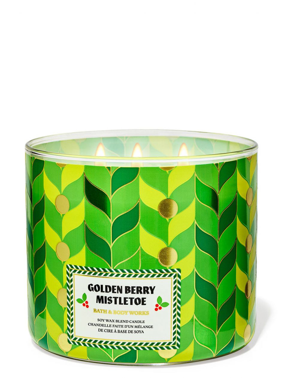 Bath & Body Works Golden Berry Mistletoe 3-Wick Scented Candle