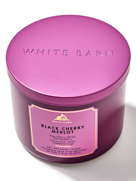 נר ריחני White Barn Black Cherry Merlot 3-Wick