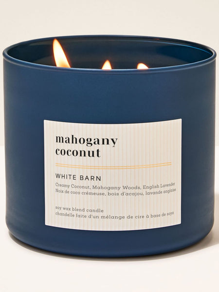 נר ריחני White Barn Mahogany Coconut 3-Wick