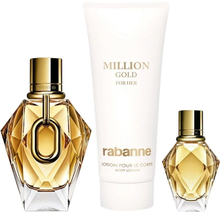 Paco Rabanne Million Gold EDP 90ml / 5ml / 100ml Perfume and Body Lotion set