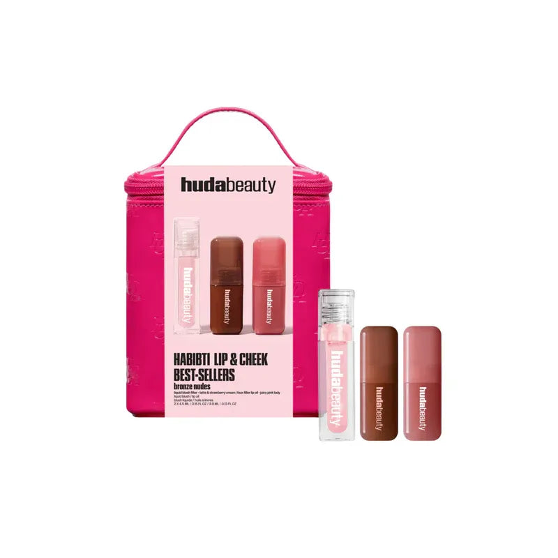 Huda Beauty Habibti Lip and Cheek Best Sellers Kit Liquid Lipstick
