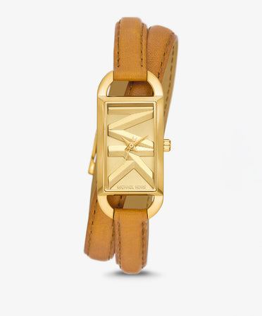 שעון מייקל קורס Empire Three-Hand Double Wrap Leather