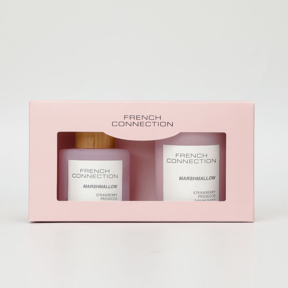 French Connection Strawberry and Prosecco Candle And Diffuser Set Gift Set