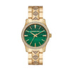 Michael Kors Runway Pavé Gold-Tone and Malachite Watch