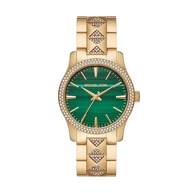Michael Kors Runway Pavé Gold-Tone and Malachite Watch
