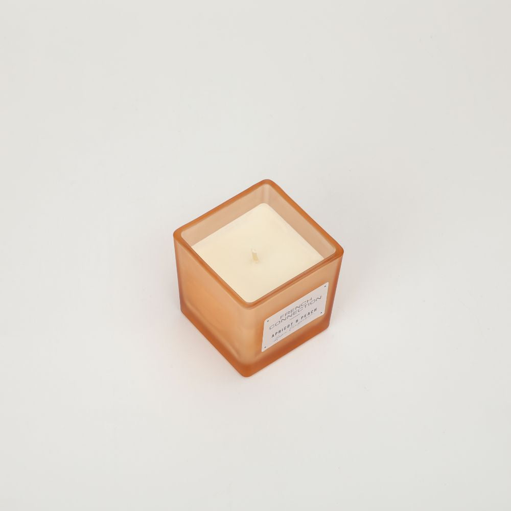 French Connection Apricot and Peach Square Jar Scented Candle