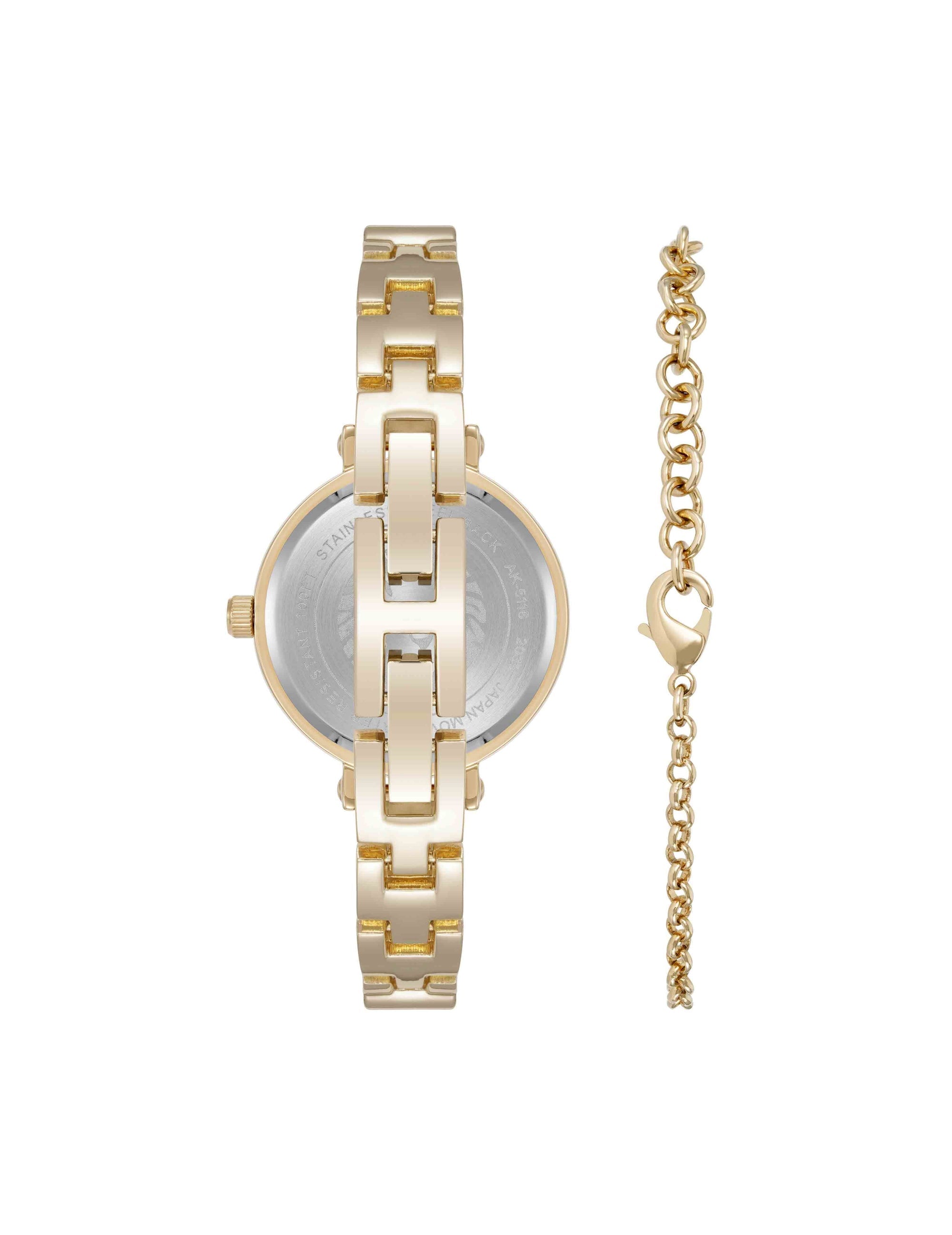 Anne Klein Round Gemstone Bangle Watch and Bracelet Set