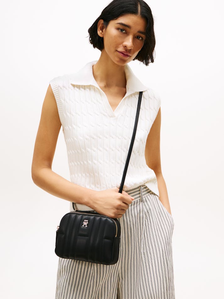 Tommy Hilfiger Monogram Quilted Camera Crossbody Bag