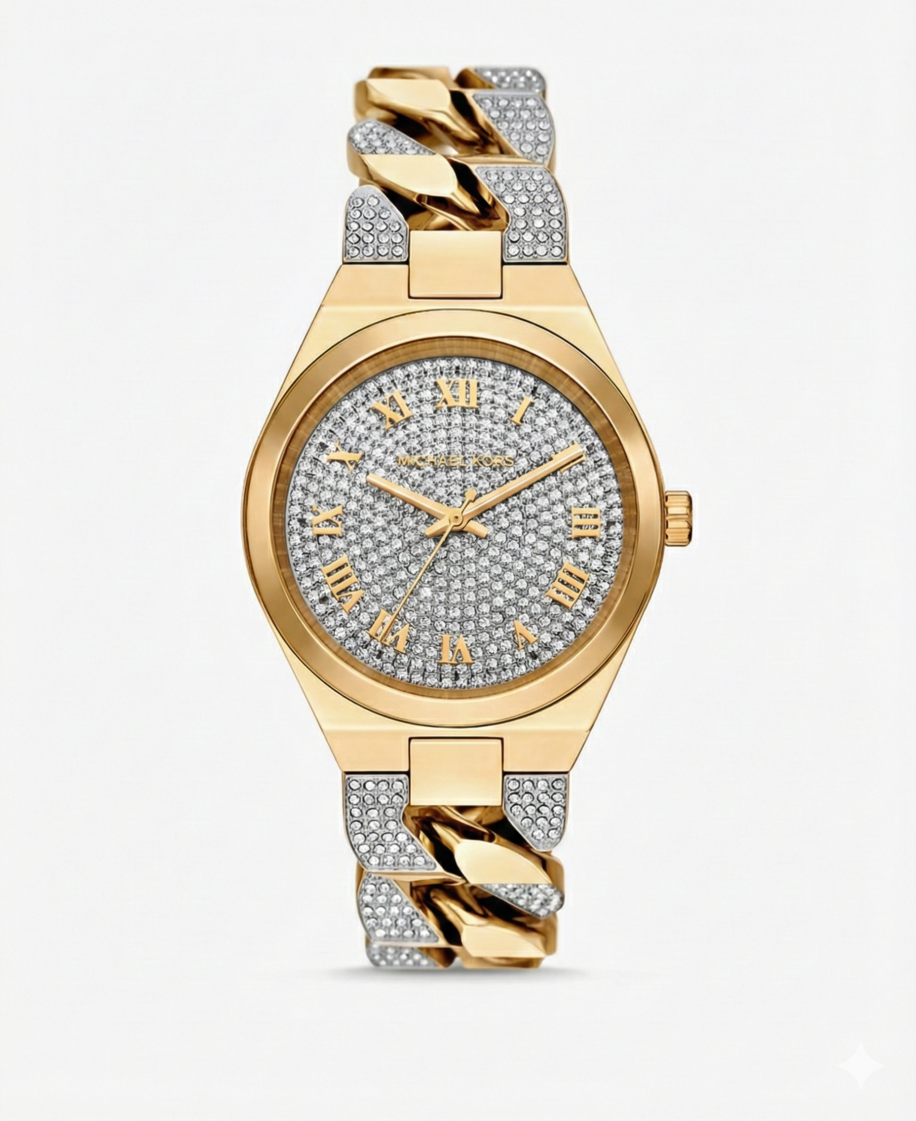 ساعة مايكل كورس Lennox Pavé Gold-Tone Curb-Link