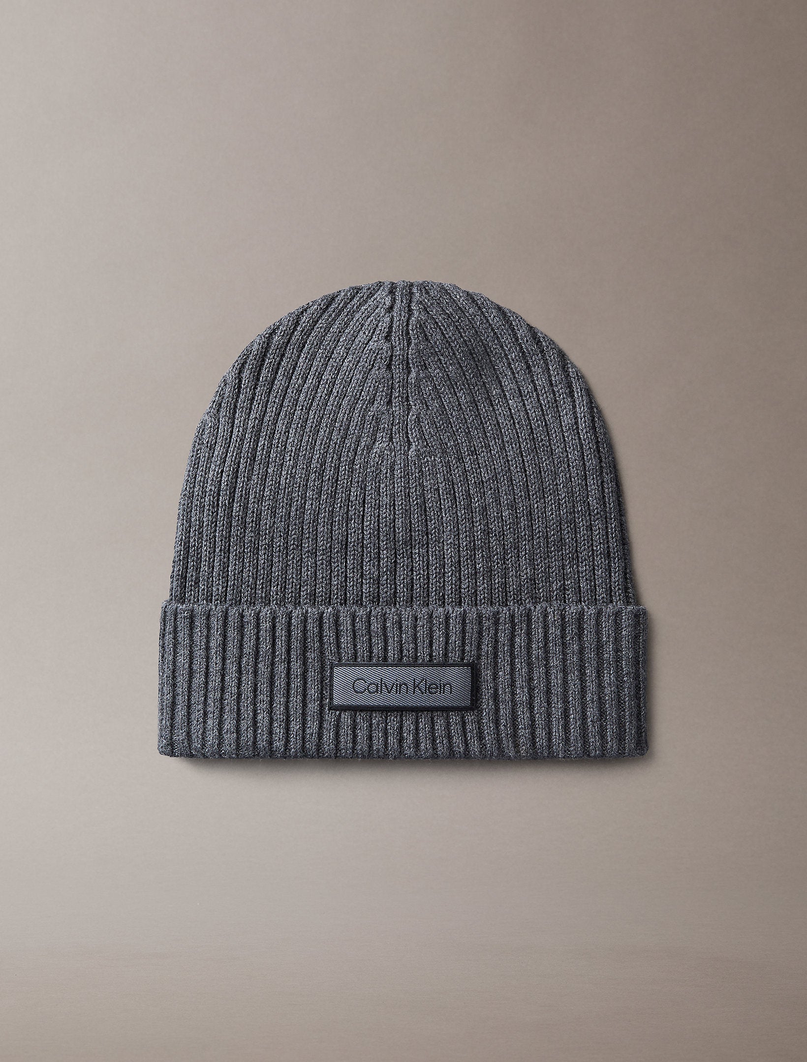 Calvin Klein Patch Chunky Rib Cotton Beanie Hat