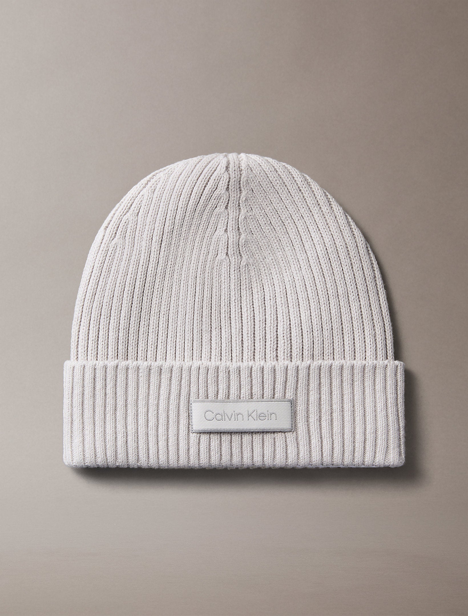 Calvin Klein Patch Chunky Rib Cotton Beanie Hat