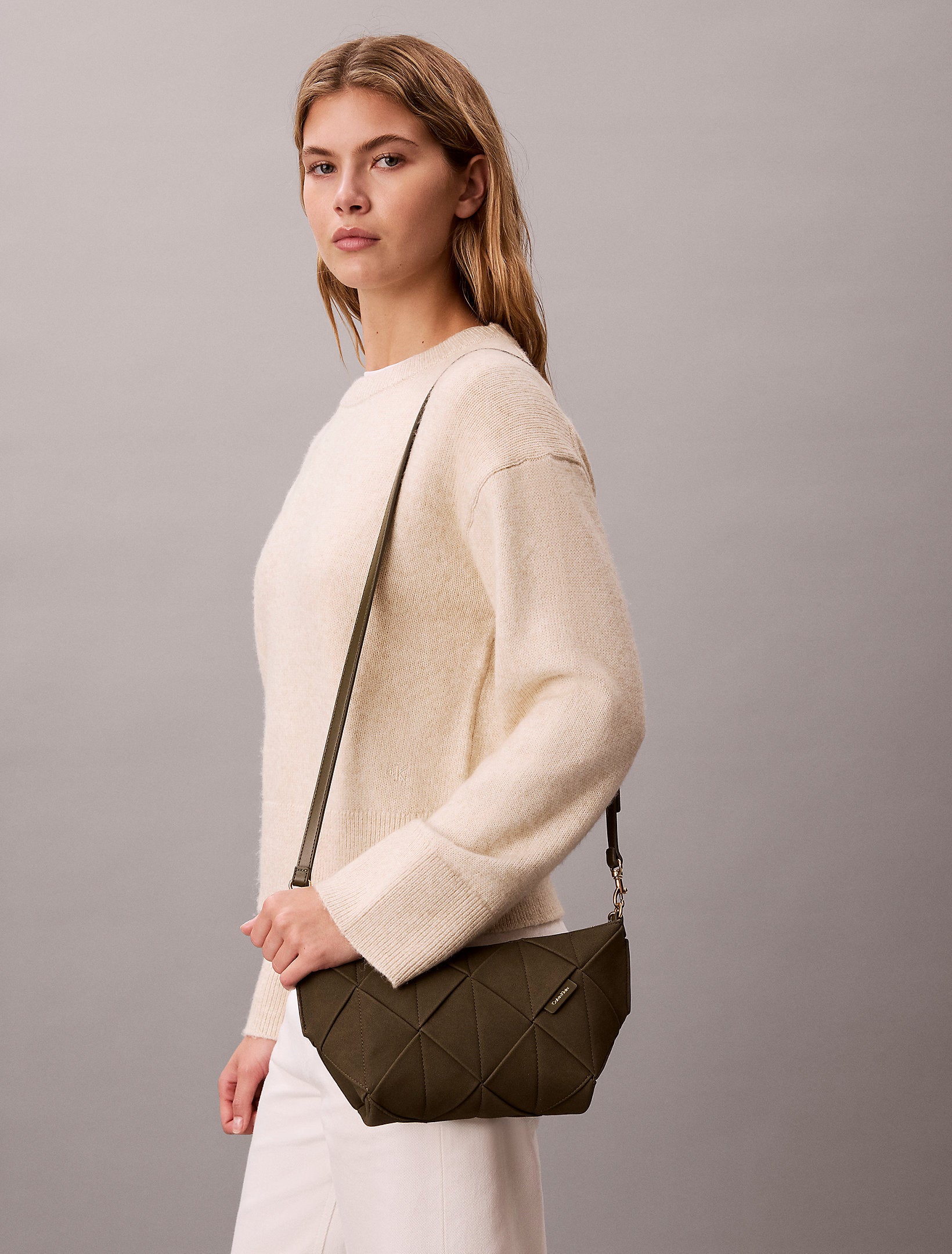 Calvin Klein Woven Sueded Shoulder Bag