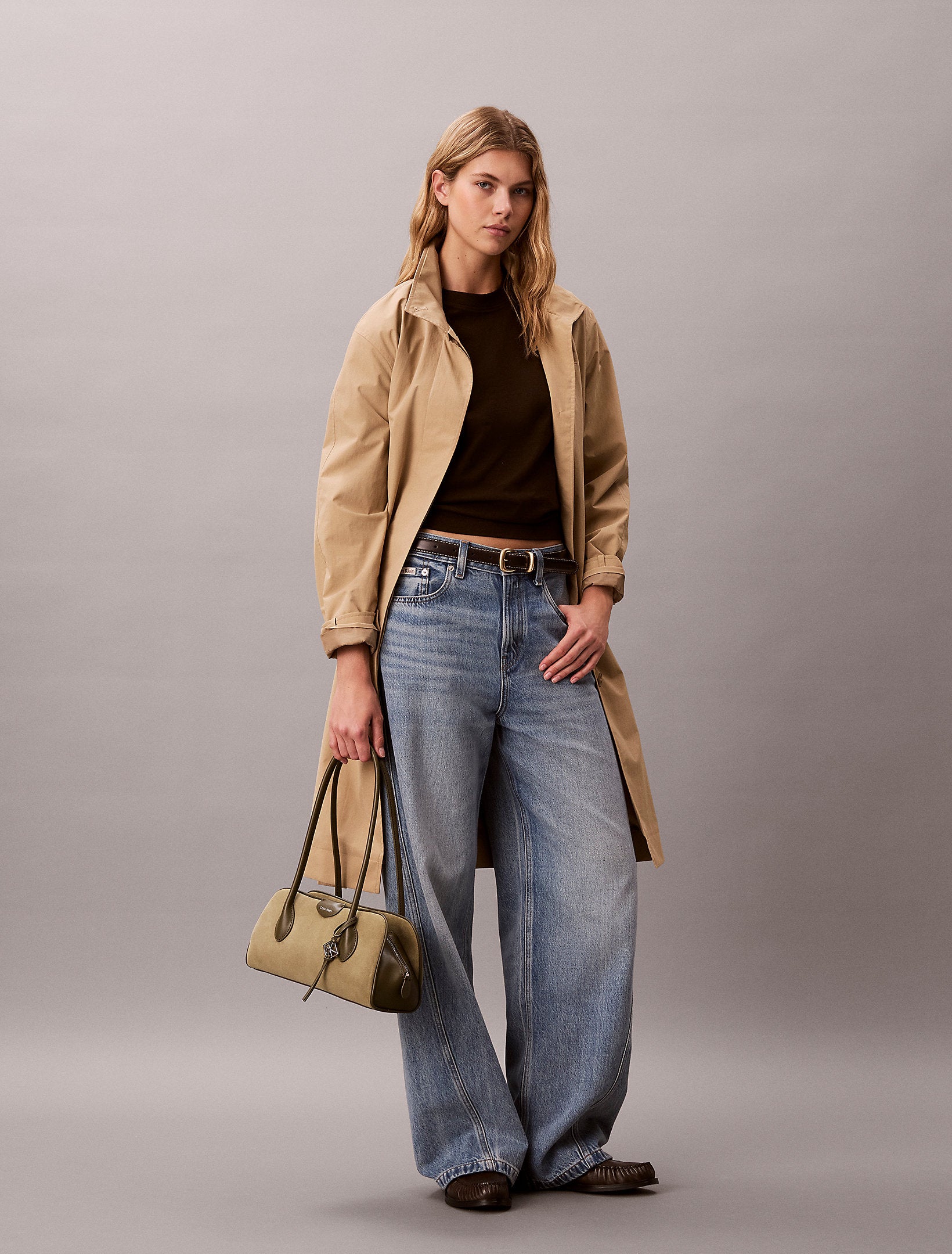 Calvin Klein Emblem Trio Suede Shoulder Bag