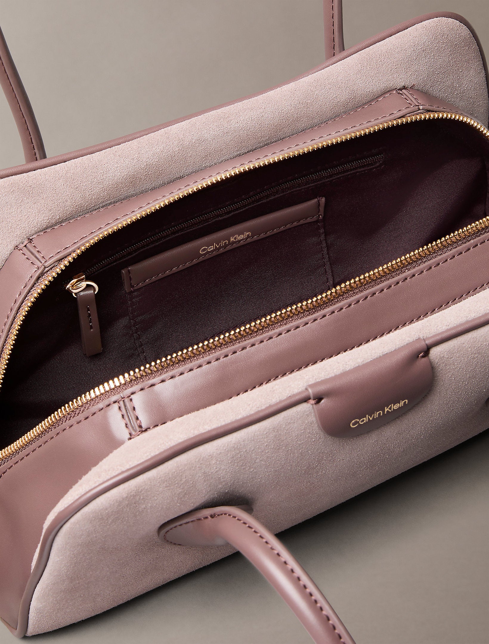 Calvin Klein Emblem Trio Suede Shoulder Bag