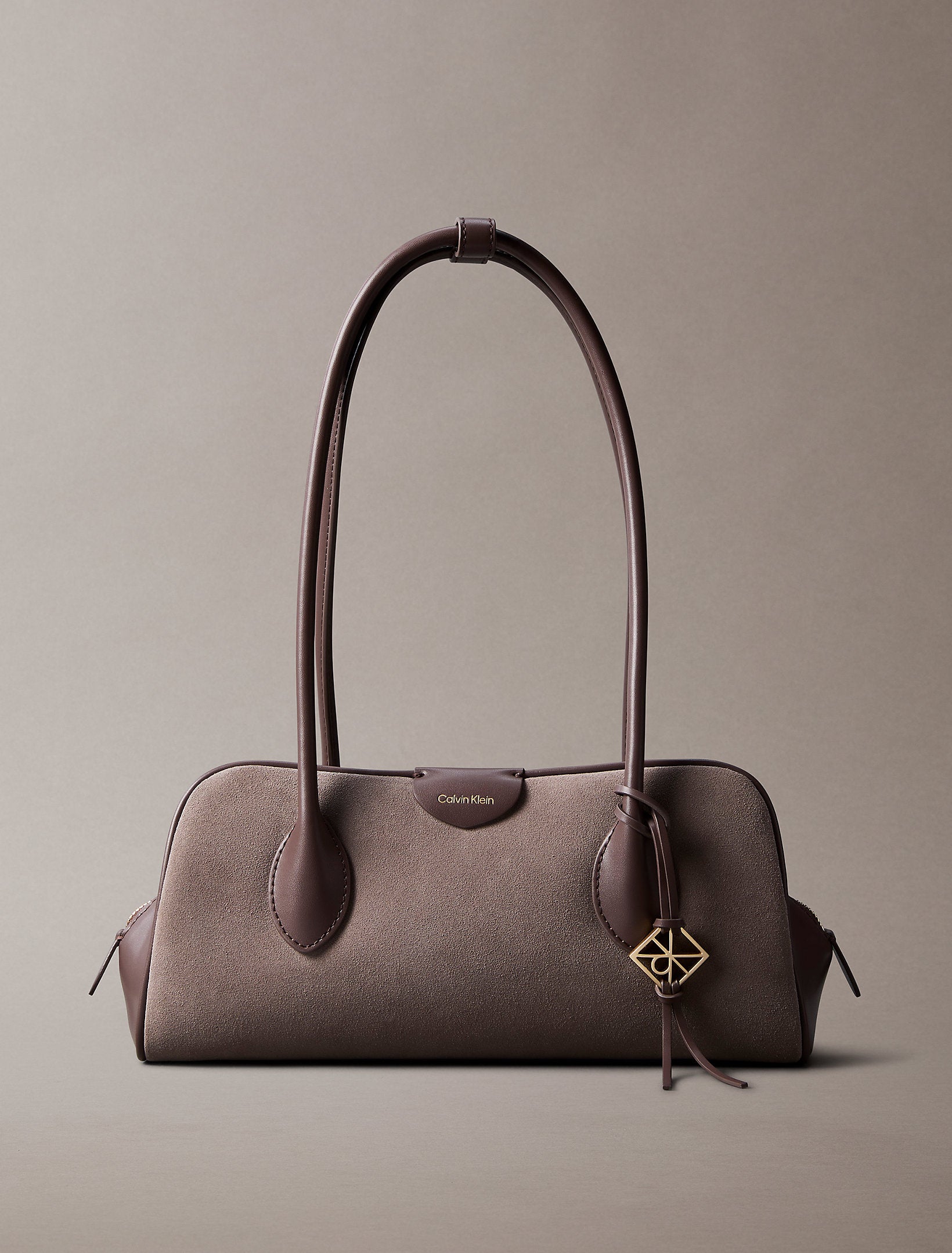 Calvin Klein Emblem Trio Suede Shoulder Bag