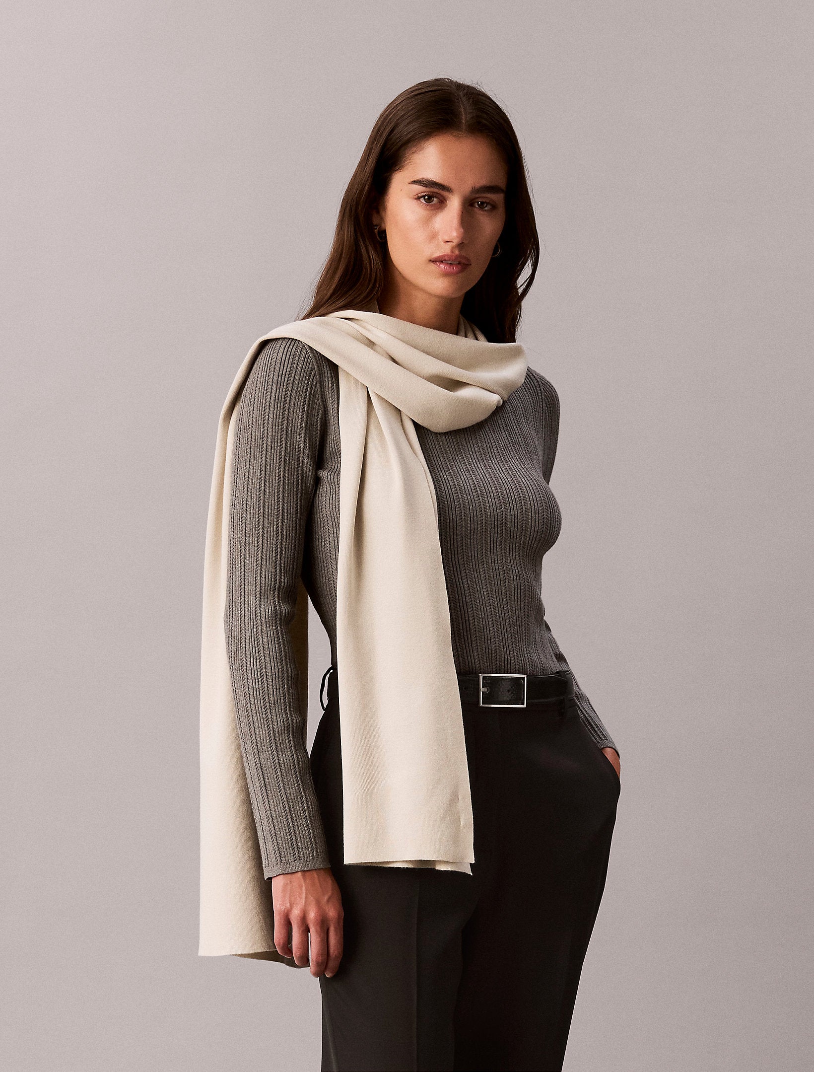 Calvin Klein Fine Rib Knitted Scarf
