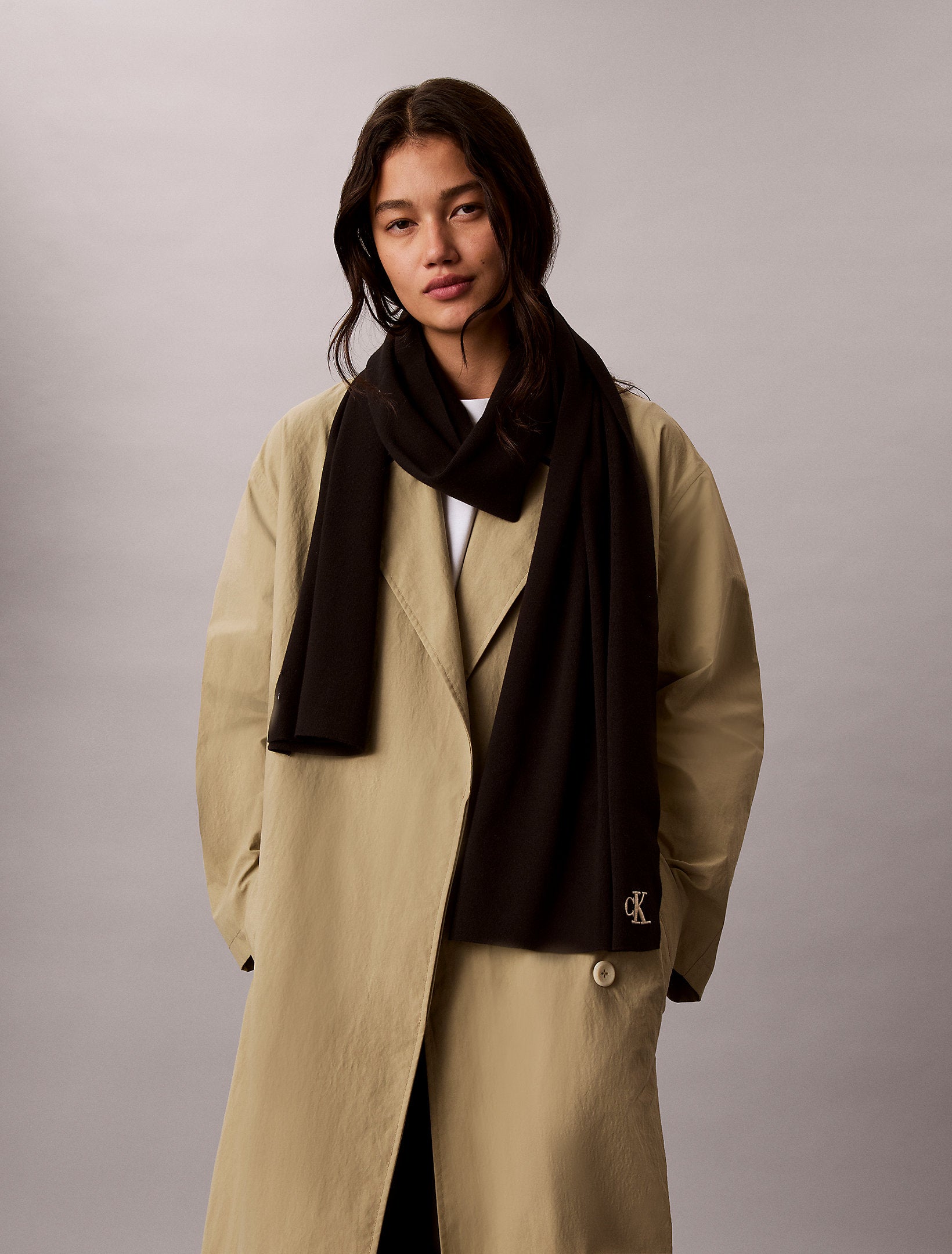 Calvin Klein Fine Rib Knitted Scarf