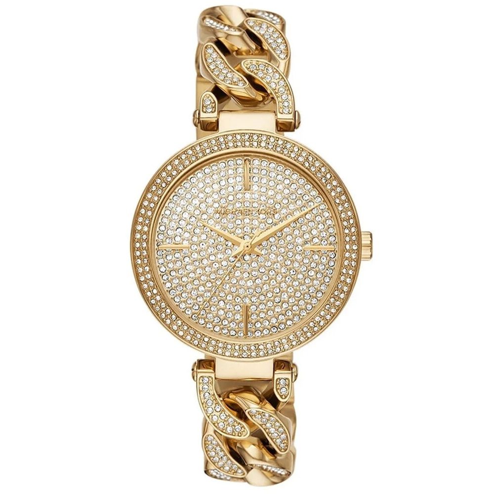 ساعة مايكل كورس Catelyn Chain Pave Glitz Gold Crystal