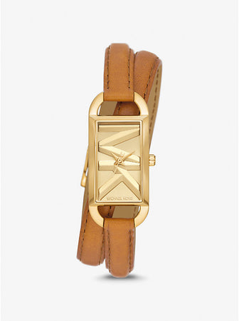 Michael Kors Empire Three-Hand Double Wrap Leather Watch