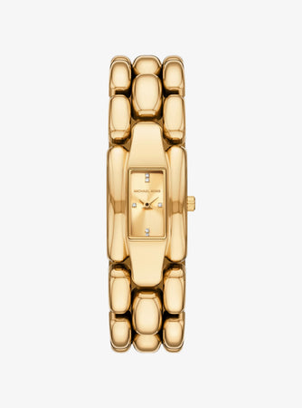 Michael Kors Mini Hally Pavé Gold-Tone Watch