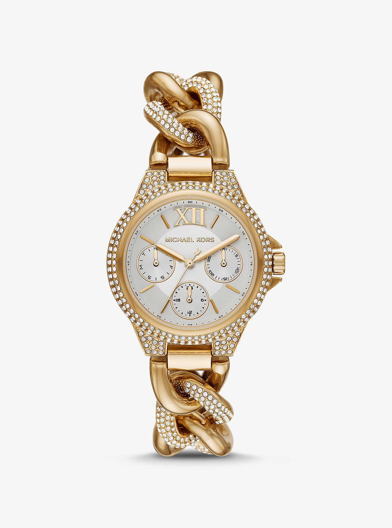 ساعة مايكل كورس Petite Lock Pavé Gold-Tone and Tortoiseshell Acetate Chain