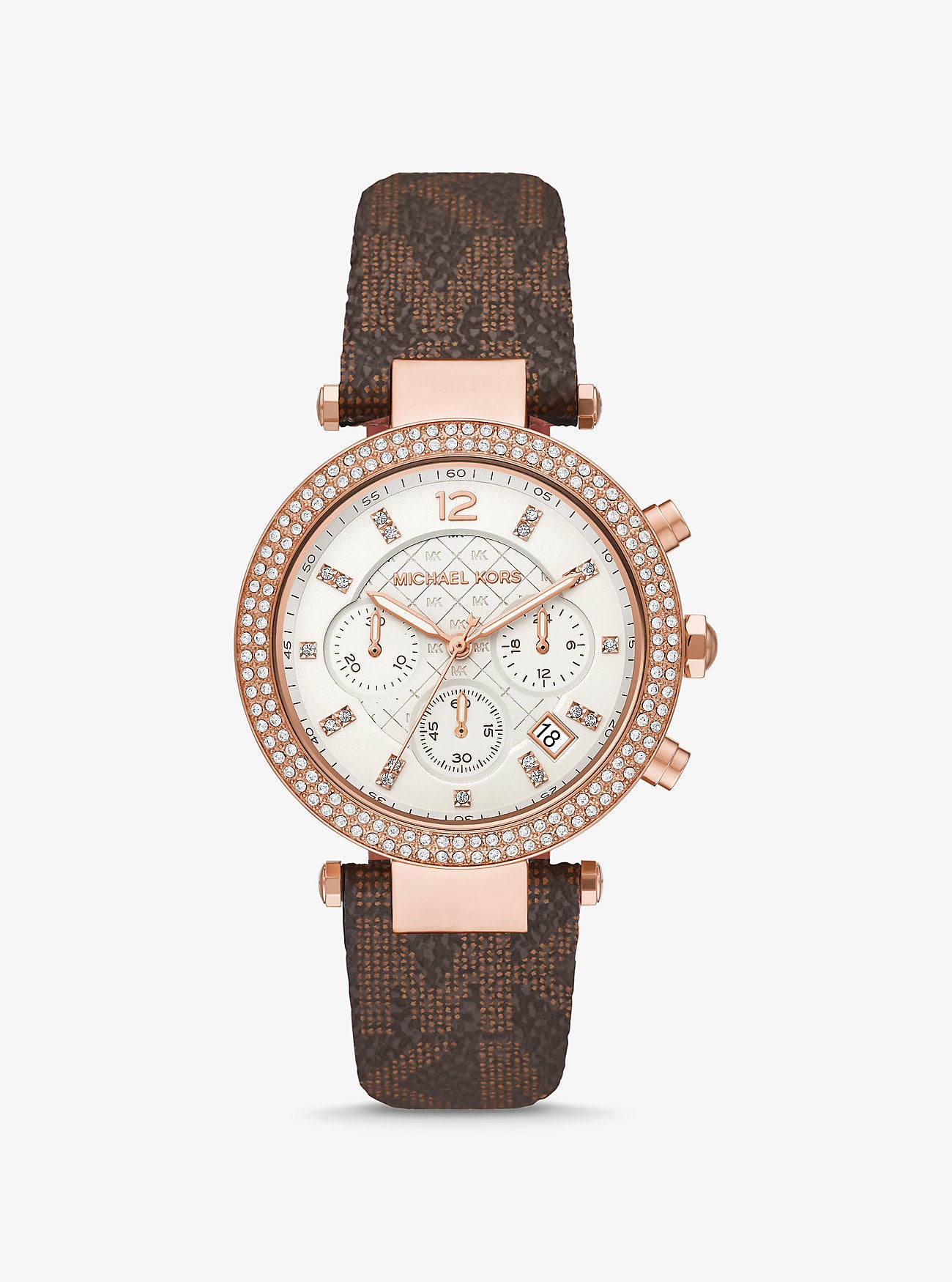 Michael Kors Parker Pavé Rose Gold-Tone and Logo Watch