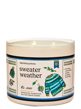 شمعة معطرة باث اند بودي وركس Sweater Weather 3-Wick