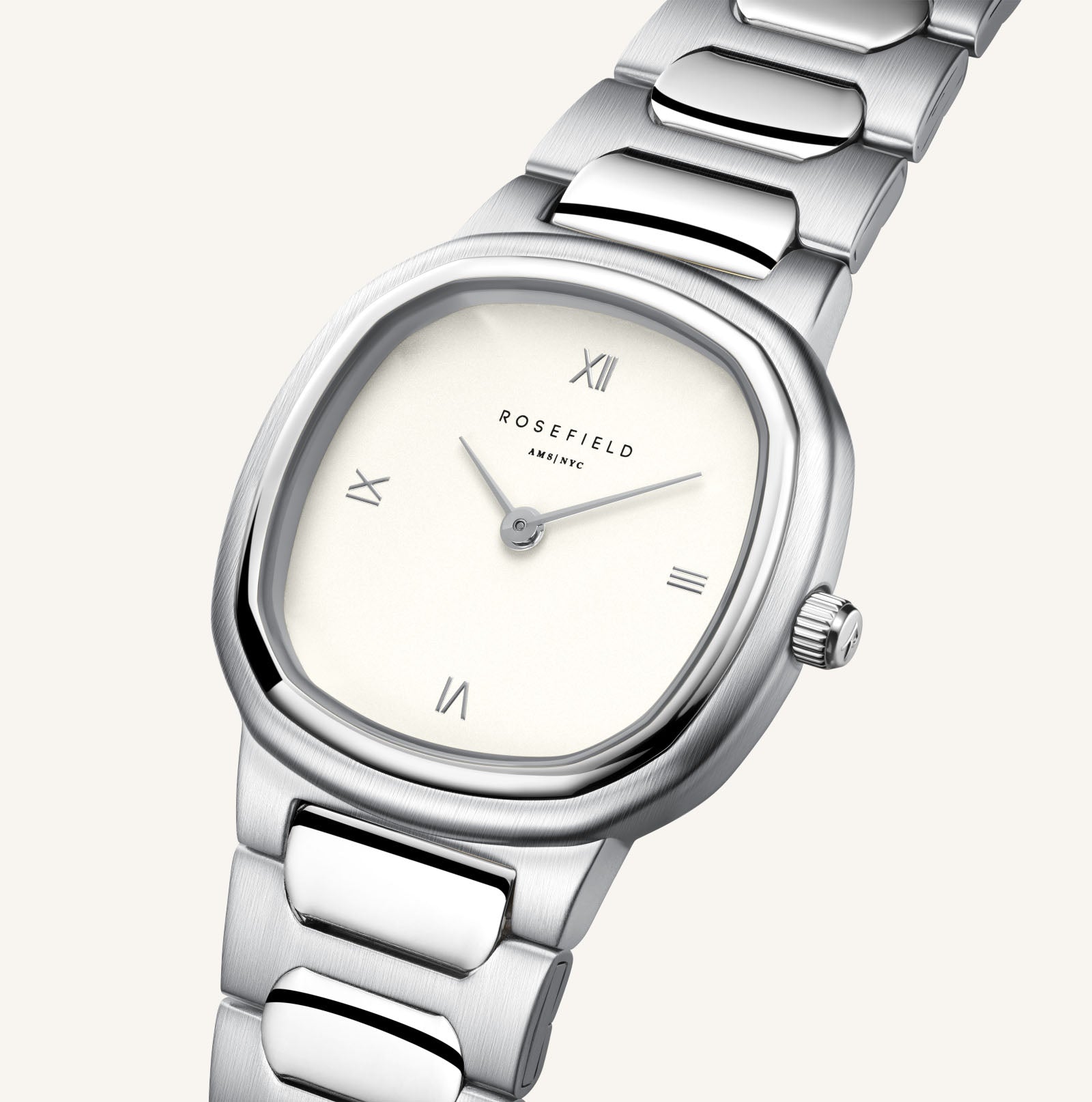 Rosefield Gaia Creme Silver Watch