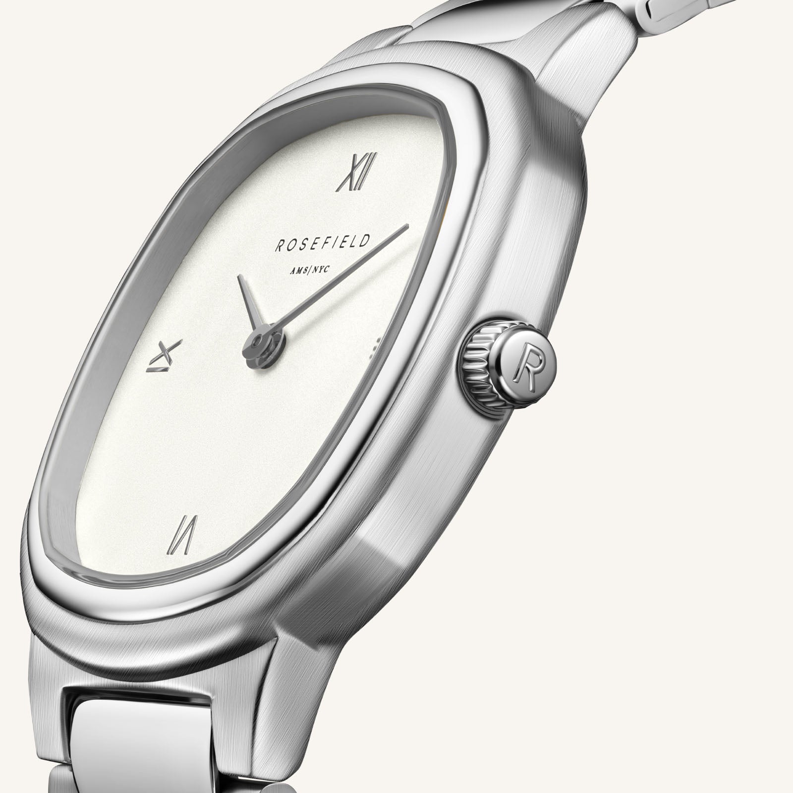 Rosefield Gaia Creme Silver Watch