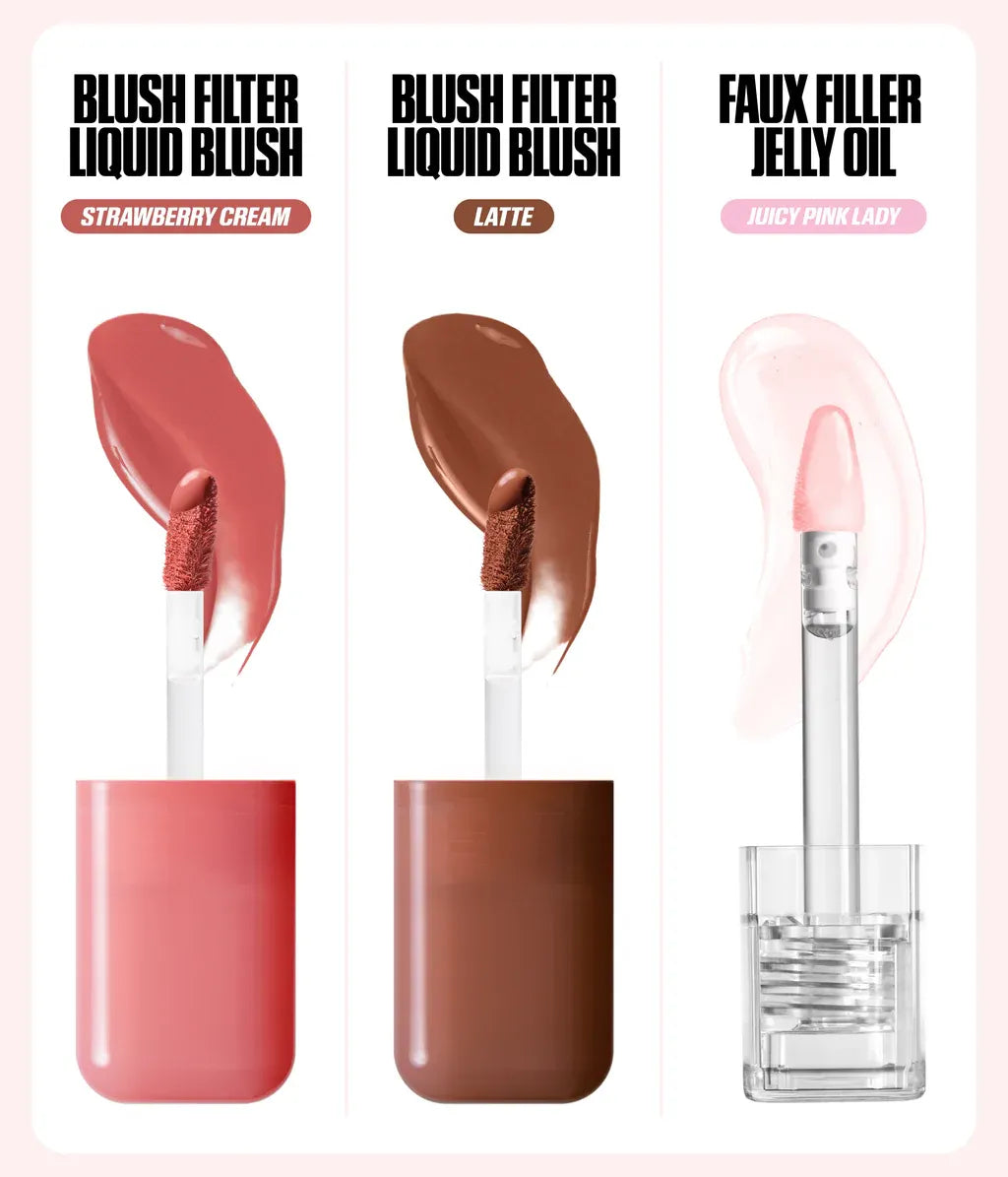 Huda Beauty Habibti Lip and Cheek Best Sellers Kit Liquid Lipstick