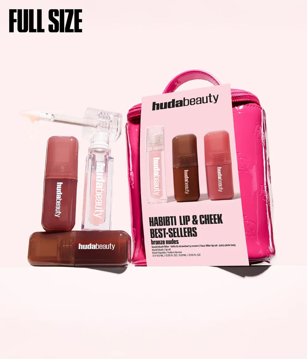 Huda Beauty Habibti Lip and Cheek Best Sellers Kit Liquid Lipstick