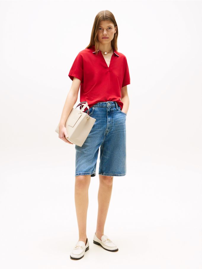 תיק טומי הילפיגר Logo Luggage Tag Crossbody Shopper