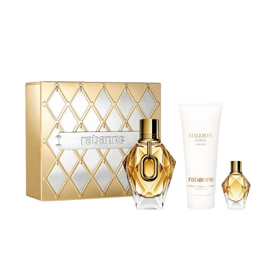 Paco Rabanne Million Gold EDP 90ml / 5ml / 100ml Perfume and Body Lotion set