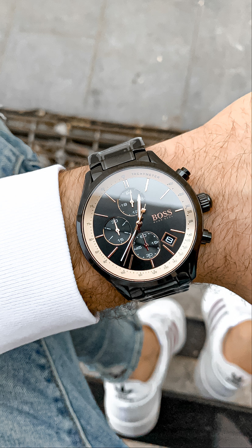 Boss grand prix watch black Clearance