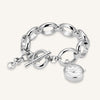 Rosefield The Oval Charm Chain White Silver Watch