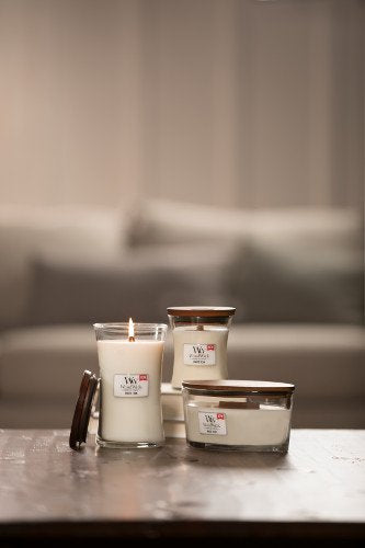 Woodwick White Teak Ellipse Jar Scented Candle